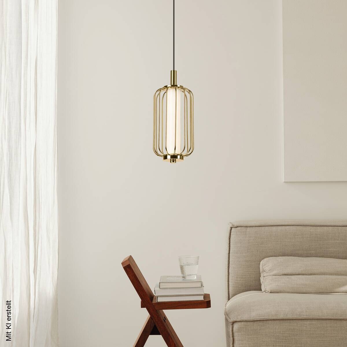 Lamkur Pendelleuchte gold Stahl B/H/L: ca. 12x120x12 cm GU10 1 Brennstellen