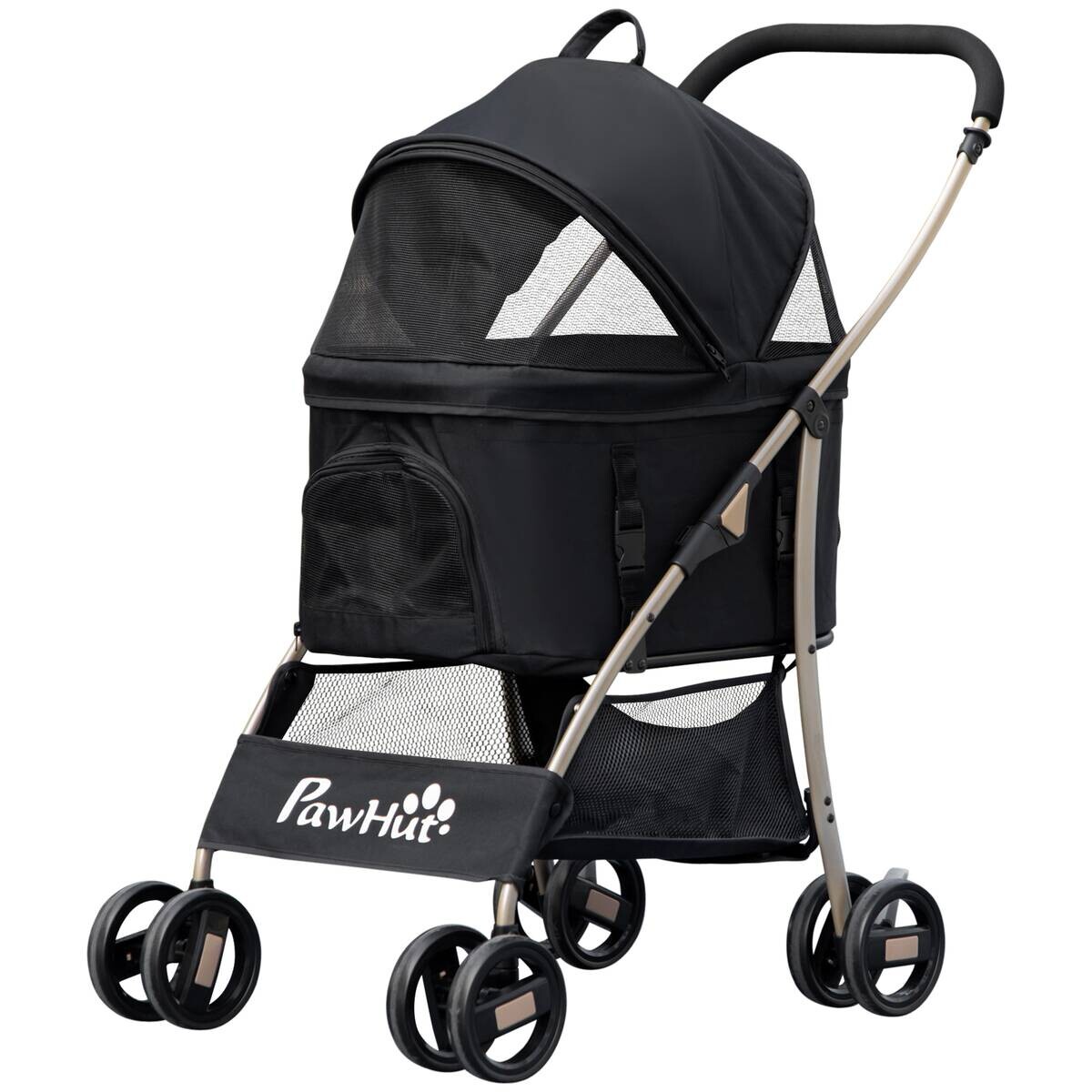 PawHut Haustier-Trolley schwarz Polyester-Mischgewebe B/H/L: ca. 49,5x98x82 cm