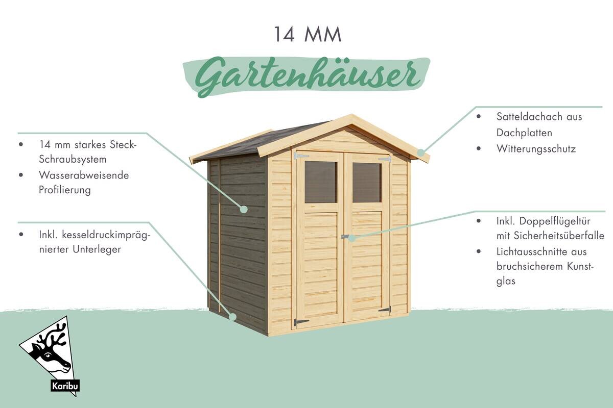Karibu Gartenhaus Tito 1 natur B/H/T: ca. 180x222x123 cm
