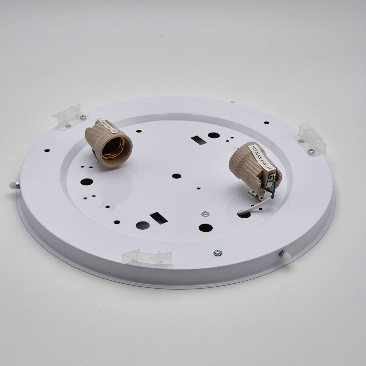 Lamkur Deckenleuchte Anello Eiche Glas Holz H/L: ca. 8x37 cm E27 2 Brennstellen