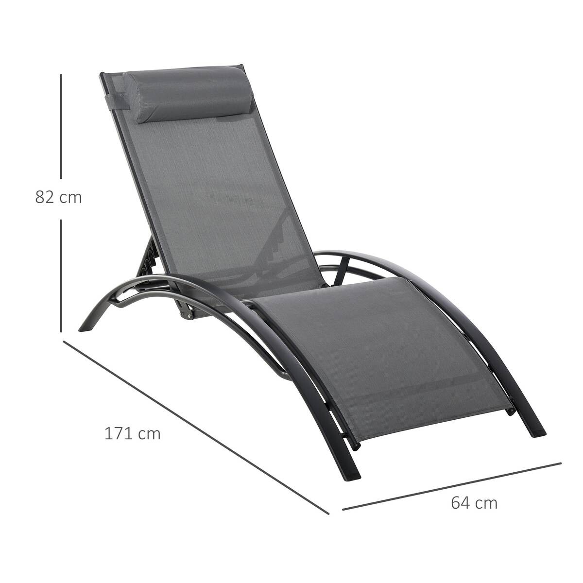 Outsunny Gartenliege grau Aluminium B/H/L: ca. 64x82x171 cm