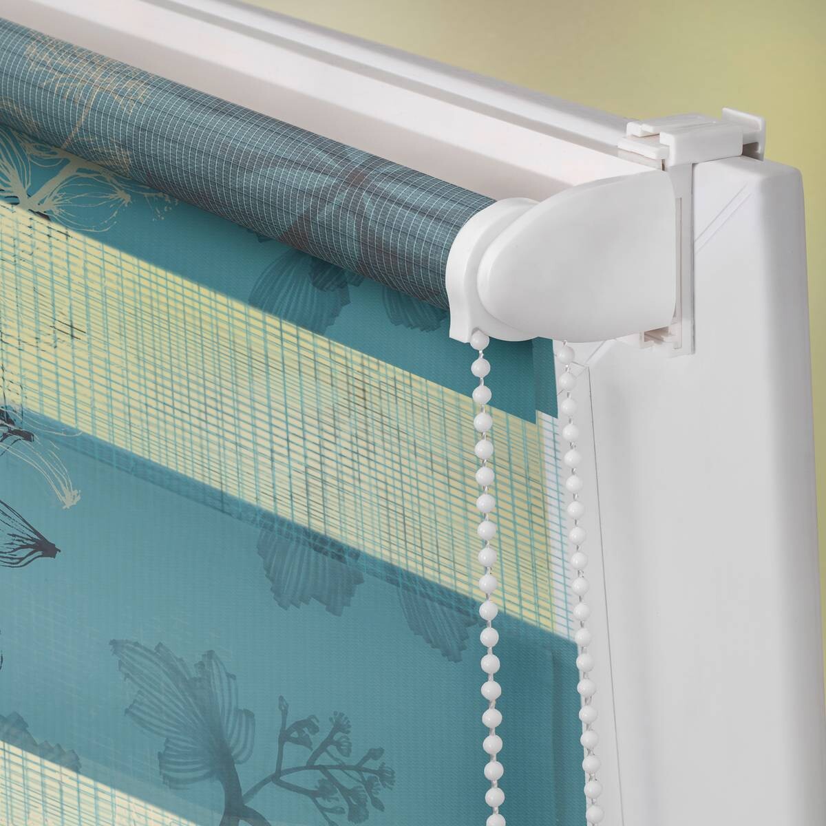 LICHTBLICK Doppelrollo Duo Aqua Floral blau B/L: ca. 60x150 cm
