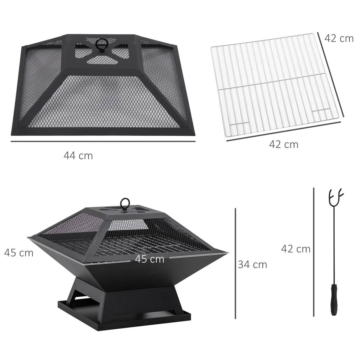 Outsunny Feuerstelle mit Grillrost
