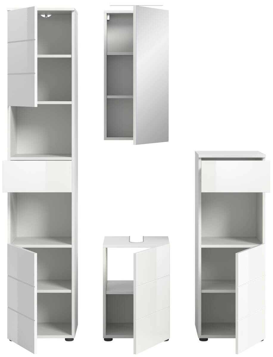 Badezimmer-Set VIRA weiß weiß Hochglanz B/H/T: ca. 144x190x34 cm