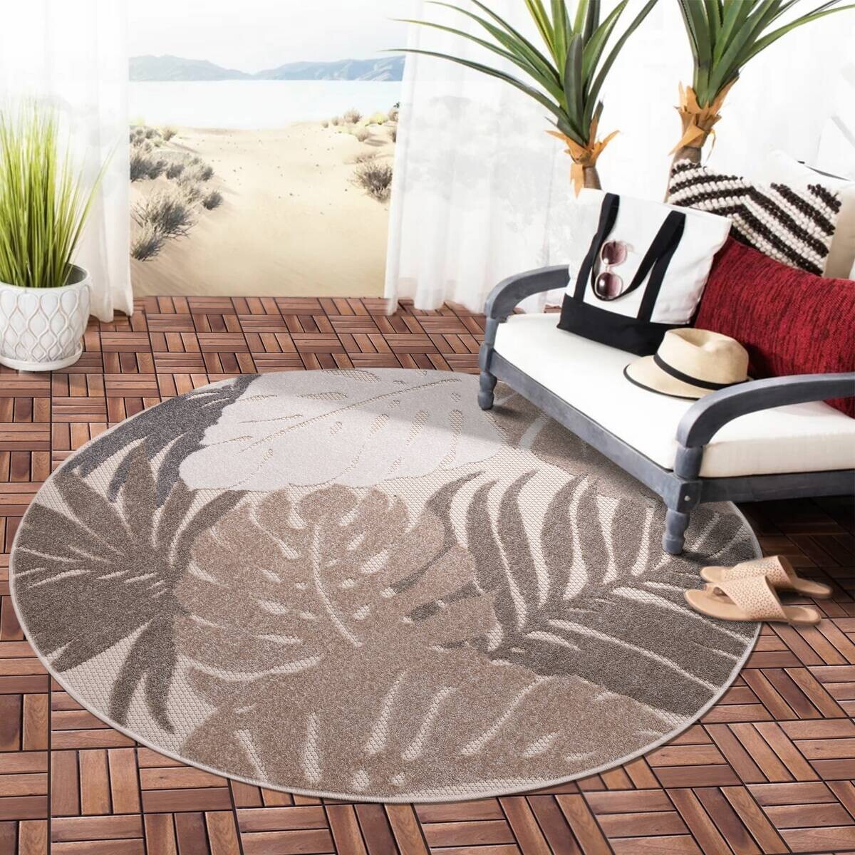 Sanat Outdoorteppich FLORAL beige D: ca. 200 cm