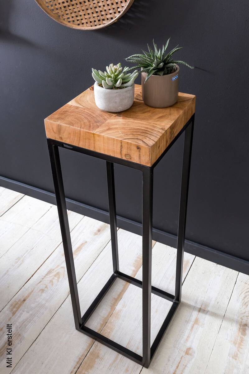 Beistelltisch braun Holz B/H/T: ca. 30x97x30 cm