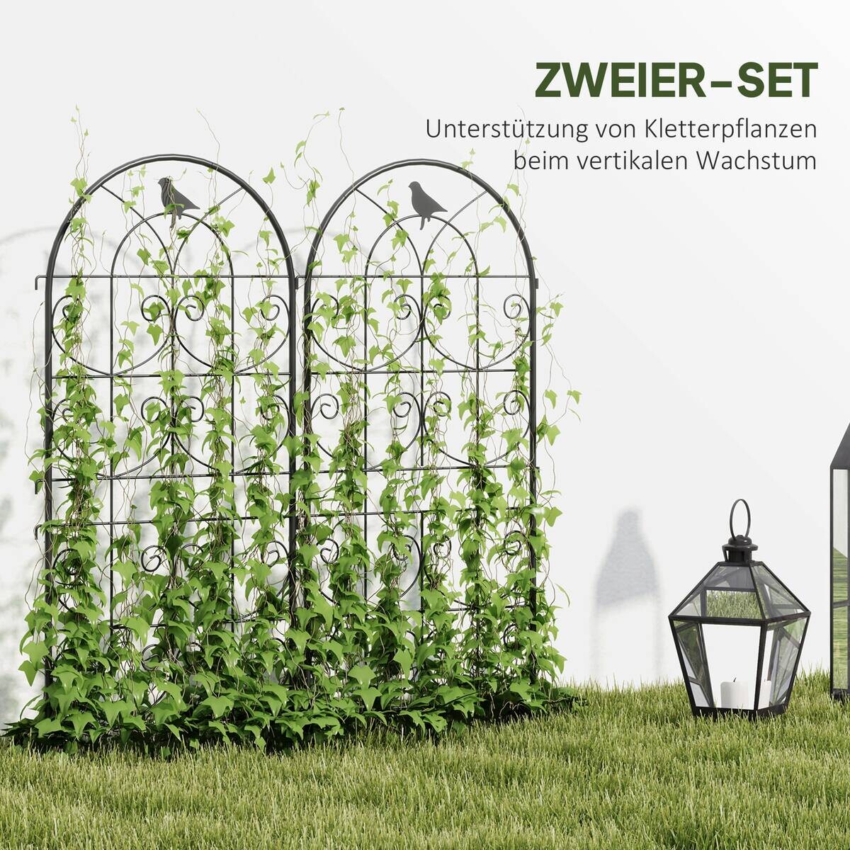 Outsunny Rankgitter 2er Set schwarz B/H/L: ca. 1,3x120x50 cm