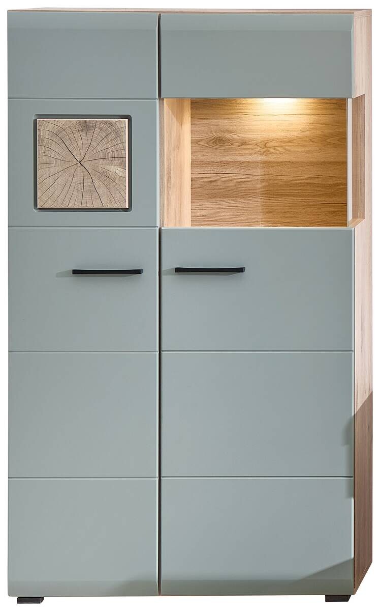 Vitrine Fun Plus 2 salbei Oak Eiche Viking Nachbildung B/H/T: ca. 80x139x37 cm