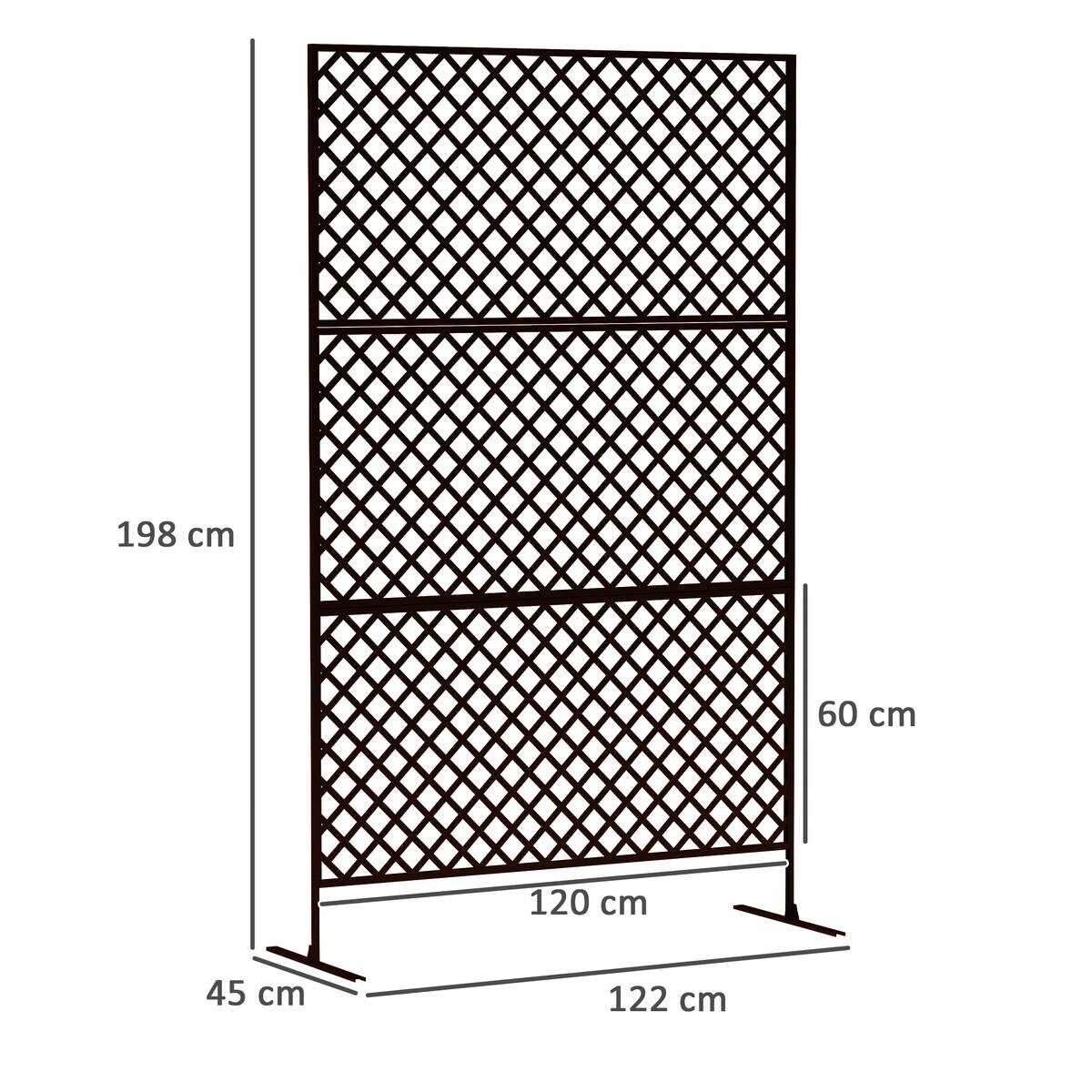 Outsunny Raumteiler schwarz Stahl B/H/L: ca. 45x198x122 cm
