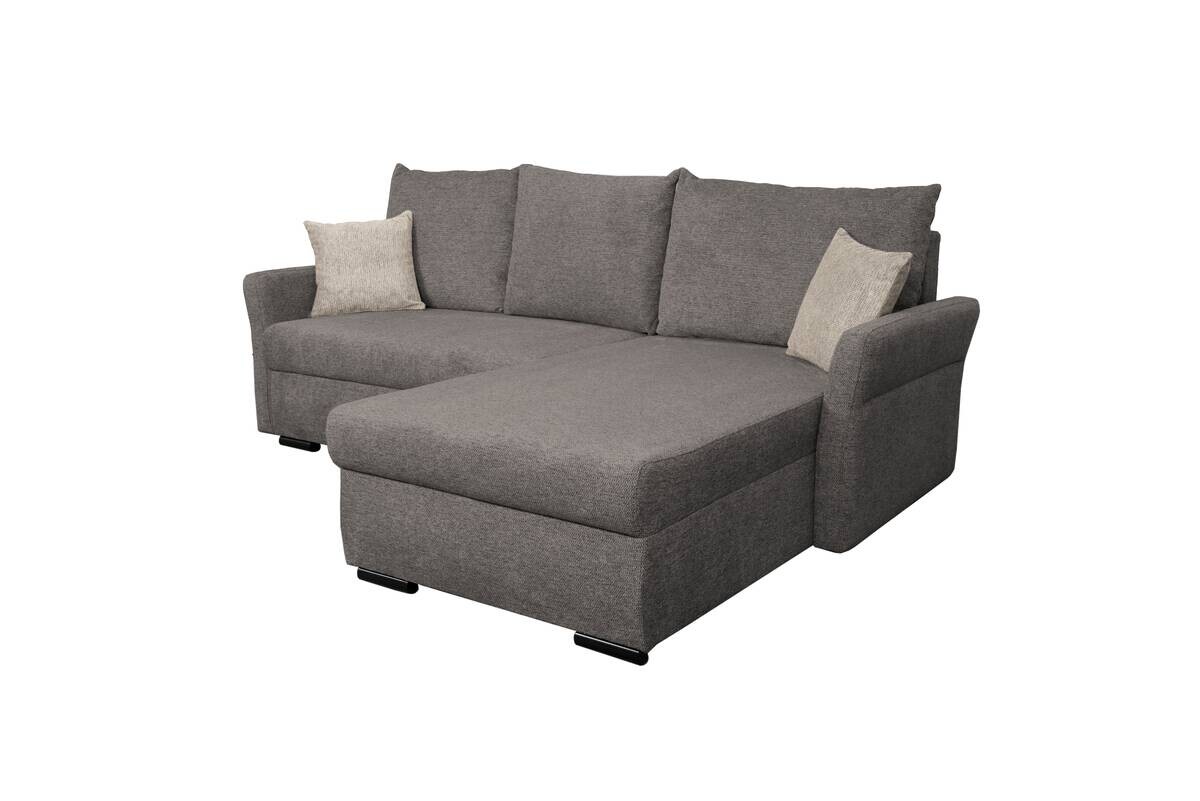 Ecksofa mit Bettfunktion und Bettkasten dunkelgrau Webstoff B/H/T: ca. 218x90x168 cm