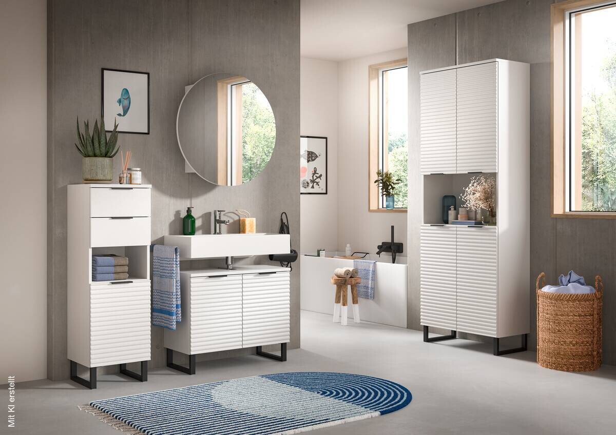 Hochschrank Riff weiß B/H/T: ca. 70x193x34 cm