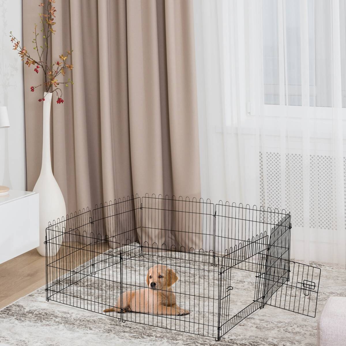 PawHut Freilaufgehege schwarz Metall B/H: ca. 71x61 cm