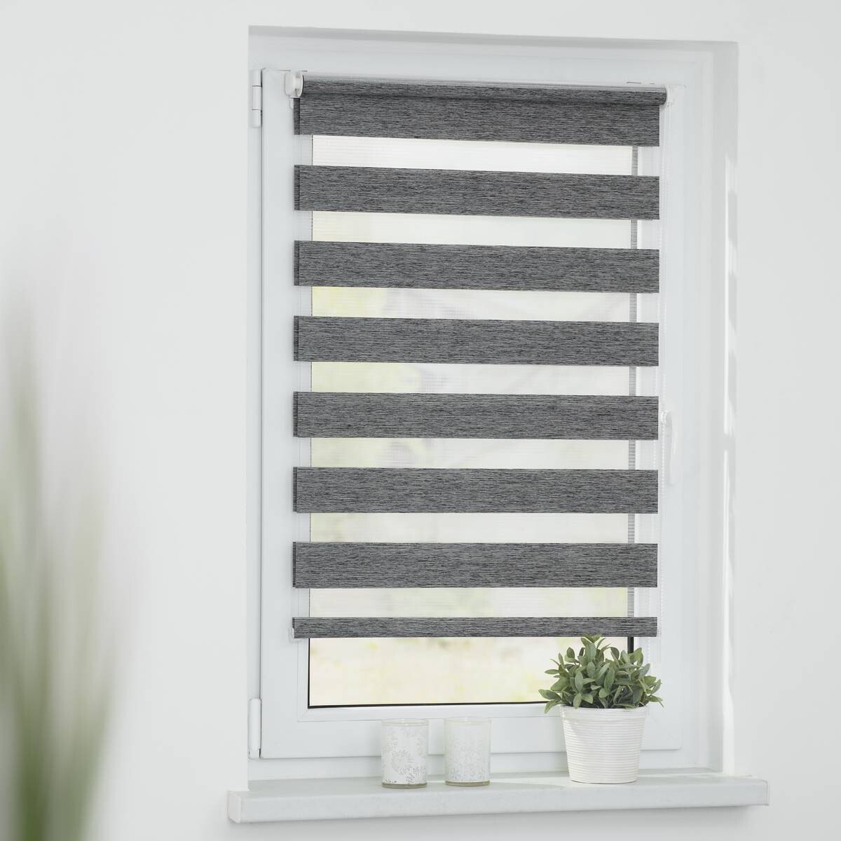 LICHTBLICK Doppelrollo Duo Go Green dunkelgrau B/L: ca. 60x150 cm
