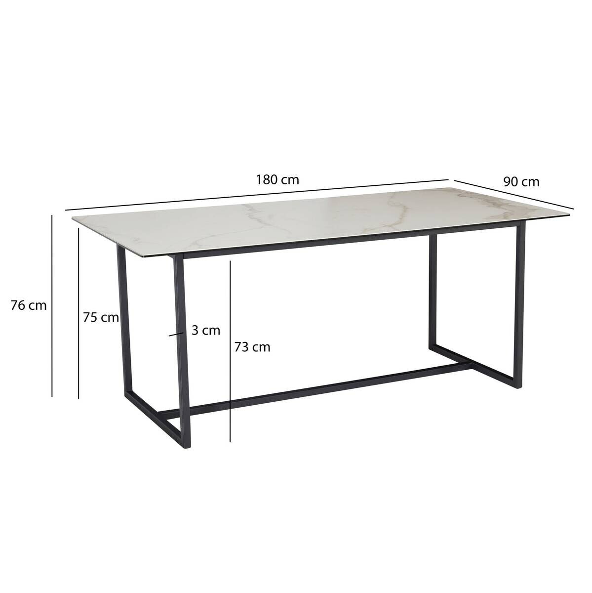 Esstisch weiß Marmor Optik B/H/T: ca. 180x76x90 cm