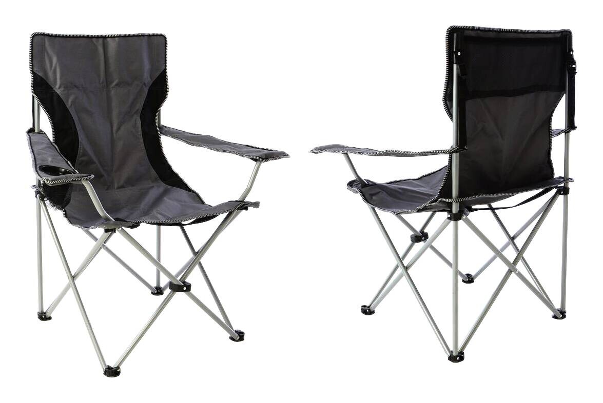 VCM Campingstuhl-Set schwarz Stahl B/H/T: ca. 47x90x47 cm