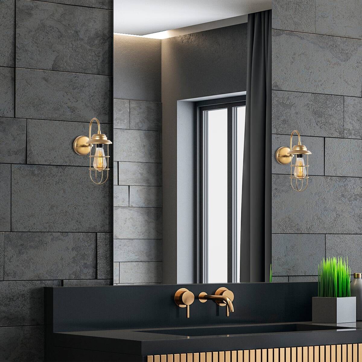 Opviq Wandleuchte gold Metall B/H/L: ca. 25x32x12 cm E27 1 Brennstellen