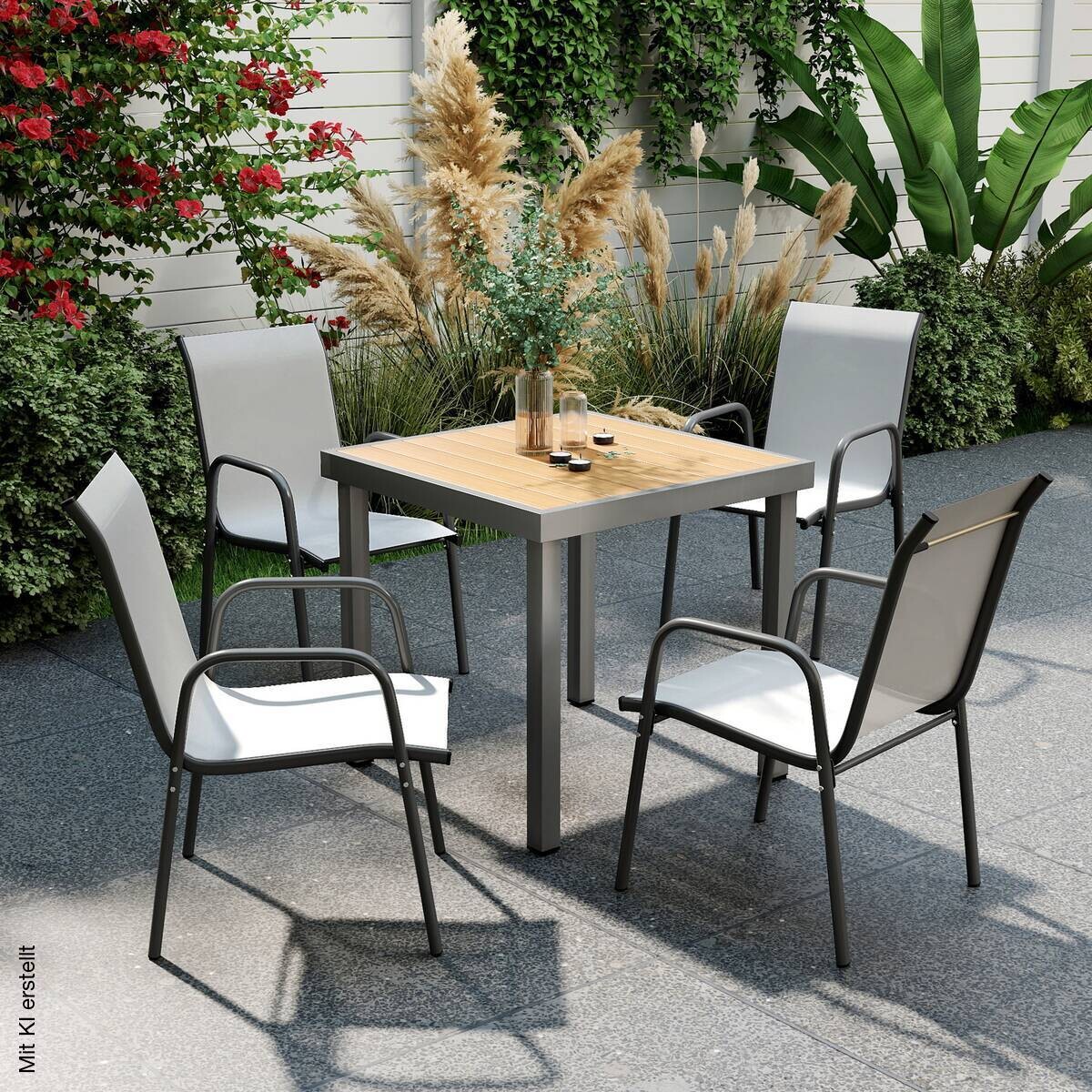 Outsunny Stapelstuhl grau Metall B/H/L: ca. 51x87x69 cm