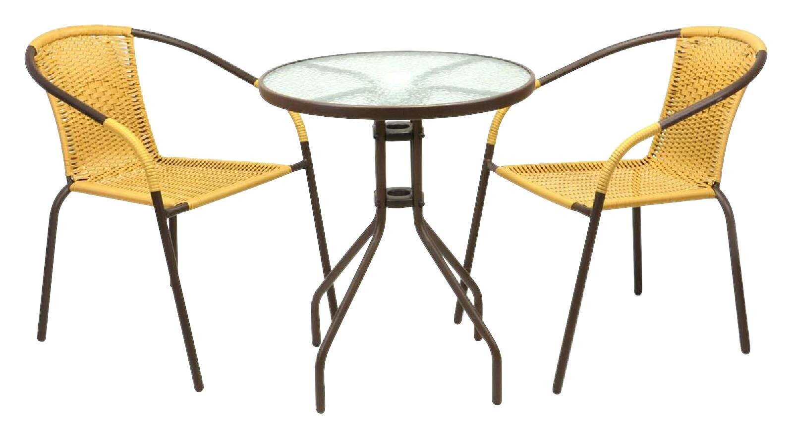 VCM Balkon-Set beige Polyrattan B/H/T: ca. 53x73x60 cm