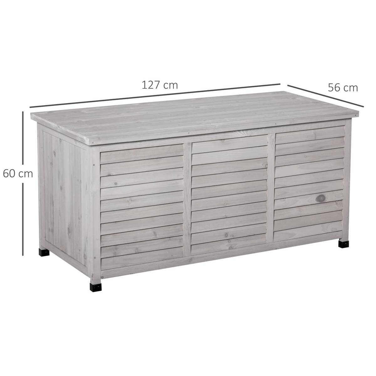 Outsunny Gartentruhe mit Stauraum grau Holz B/H/L: ca. 56x60x127 cm