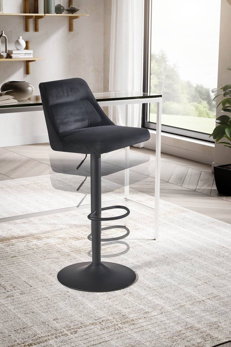 Barhocker schwarz Samt B/H/T: ca. 45x106x51 cm
