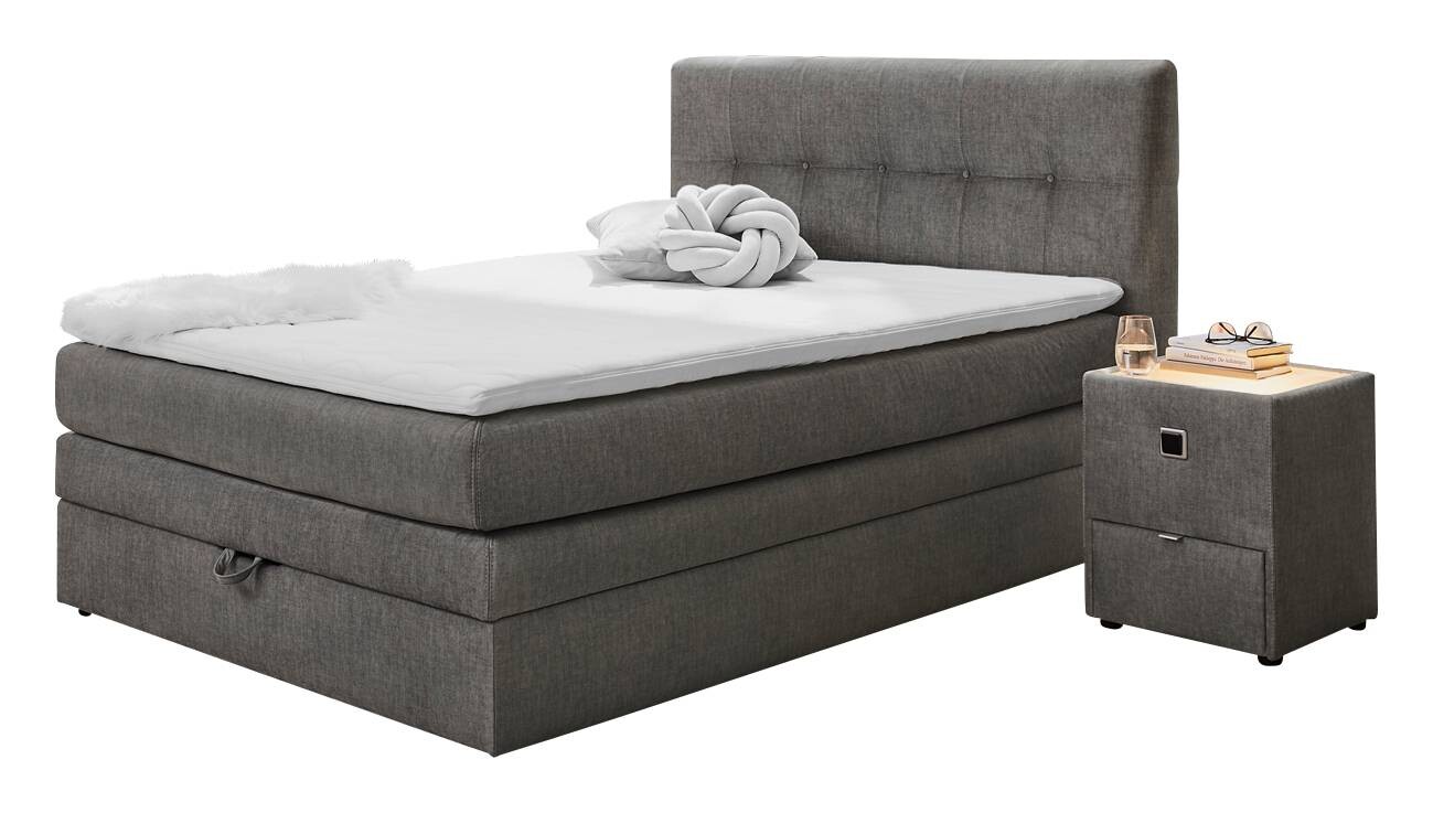 Boxspringbett grau Liegefläche B/L: ca. 140x200 cm