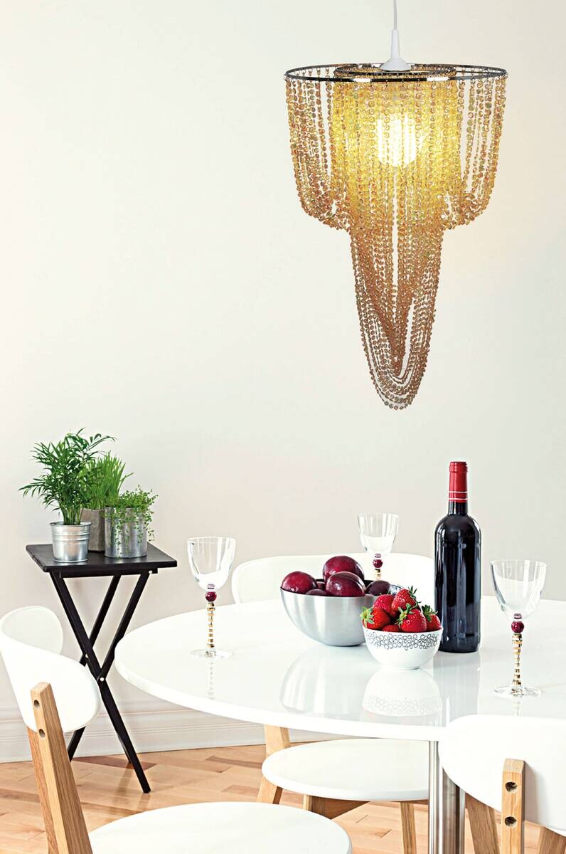 Näve Leuchten Pendelleuchte 6032211 beige Kunststoff Metall B/H/T: ca. 40x67x40 cm E27 1 Brennstellen