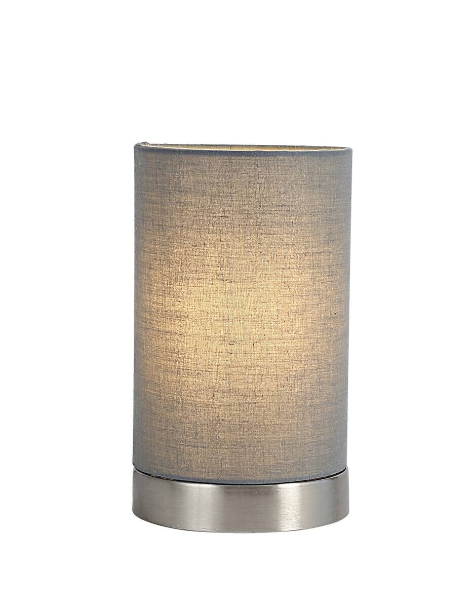 POCOline Tischleuchte Robin grau nickel matt Stoff Metall H/D: ca. 20x12 cm E14 1 Brennstellen