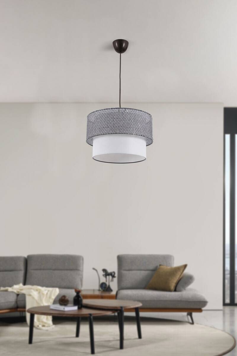 Opviq Pendelleuchte Coral grau weiß Baumwolle Metall B/H/T/L/D: ca. 30x70x30x30x30 cm E27 1 Brennstellen