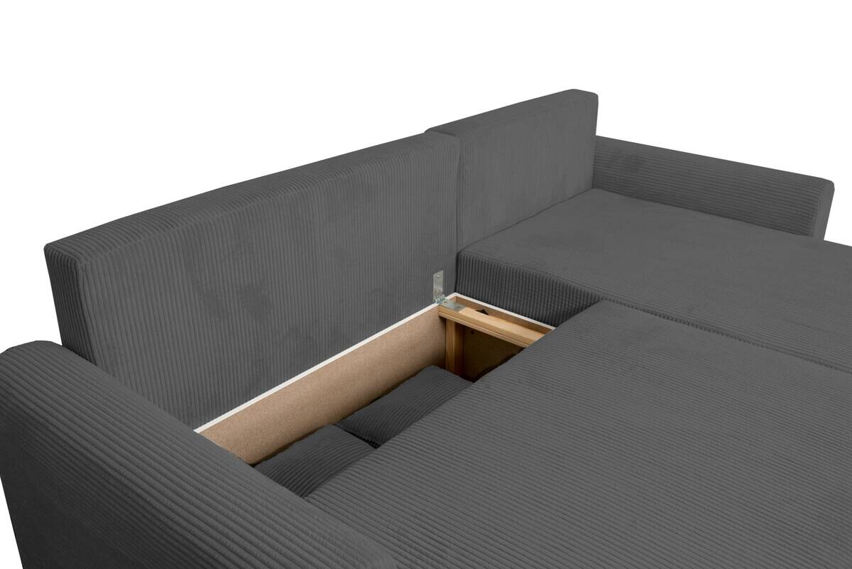 Ecksofa mit Bettfunktion und Bettkasten anthrazit Microfaser B/H/T: ca. 224,5x90x168 cm