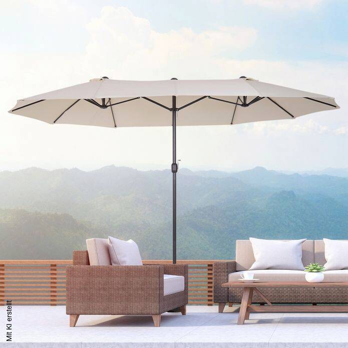 Outsunny Marktschirm creme Metall B/H/L: ca. 270x240x460 cm