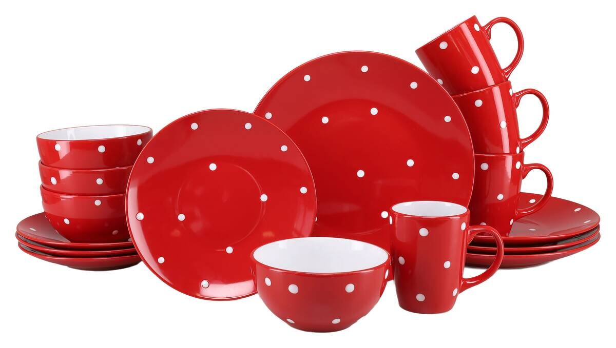 CreaTable Kombiservice Polka Dots weiß Steinzeug 16 tlg.