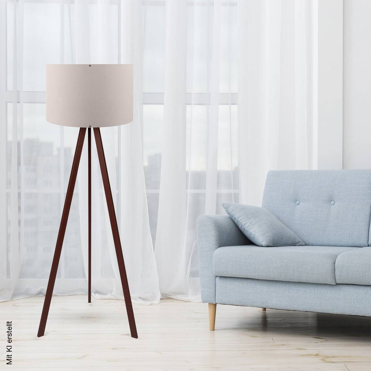 Opviq Stehlampe braun PVC MDF B/H/T/L/D: ca. 38x140x38x38x38 cm E27 1 Brennstellen