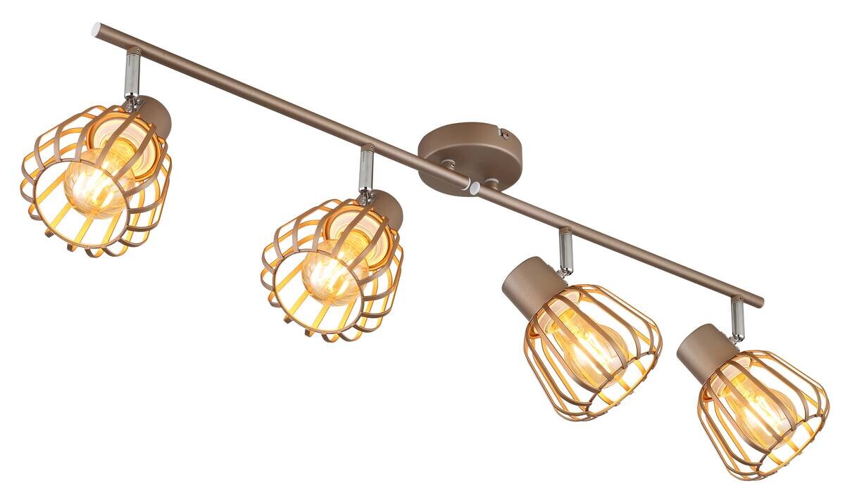 GLOBO Spot kaffee Metall B/H/T: ca. 12,5x17,5x80 cm E27 4 Brennstellen