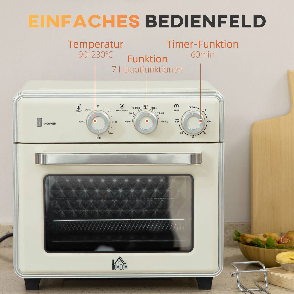 HOMCOM Küchengerät 800-152V90CW cremeweiß Edelstahl B/H/L: ca. 37,7x36x34,5 cm