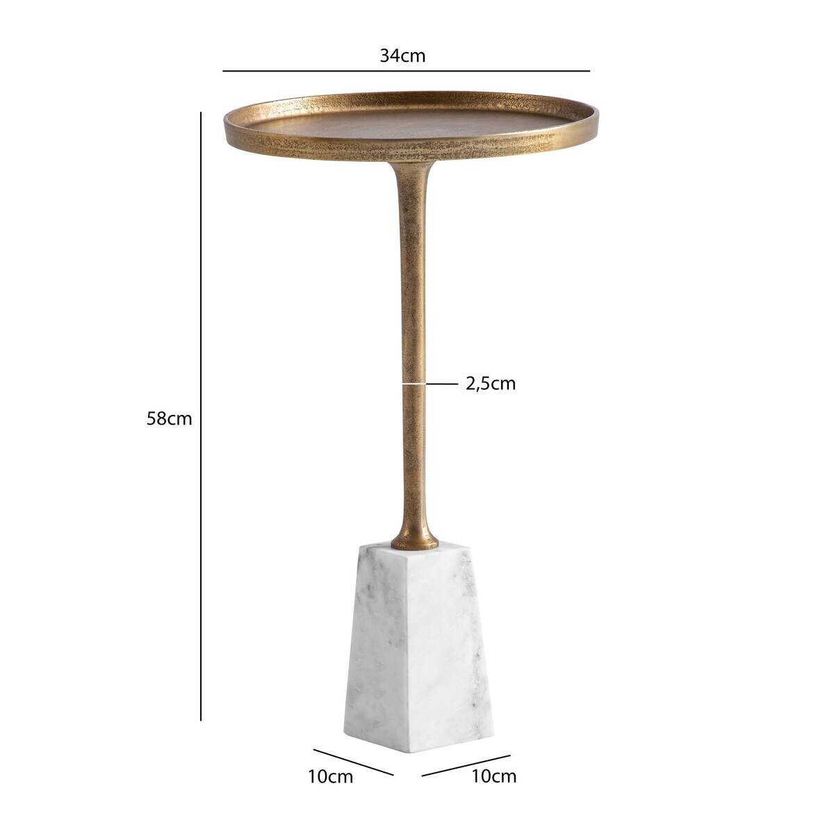 Beistelltisch gold Optik Marmor B/H/T: ca. 34x58x34 cm