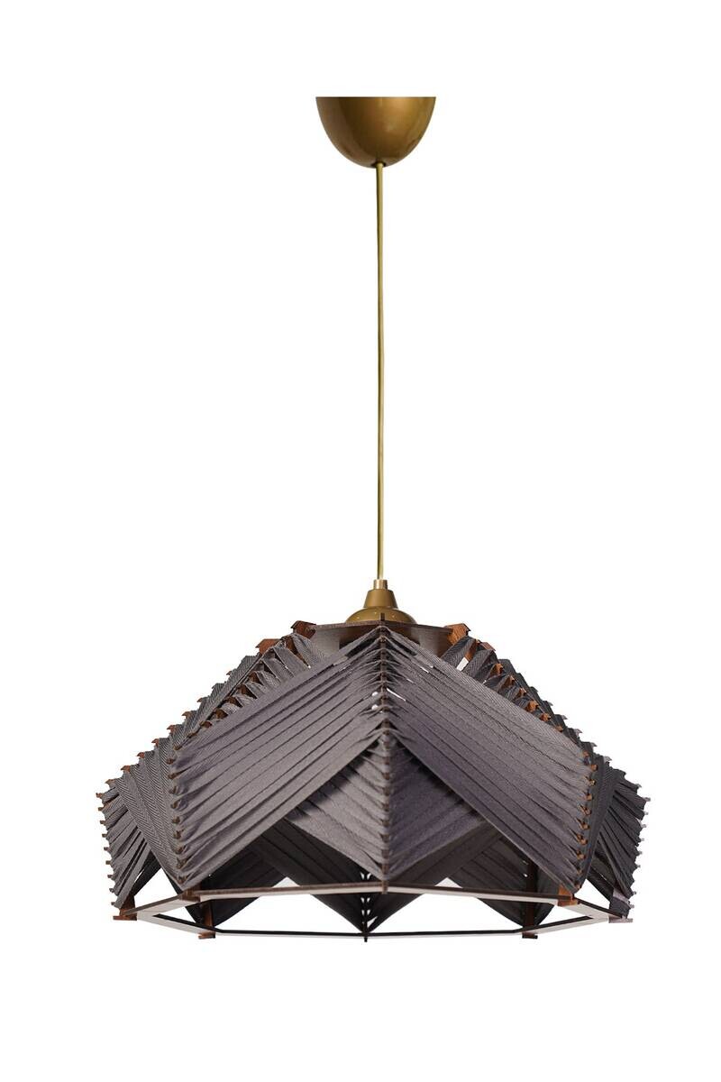 Opviq Pendelleuchte grau Kunststoff Baumwolle B/H/T/L/D: ca. 35x60x35x35x35 cm E27 1 Brennstellen