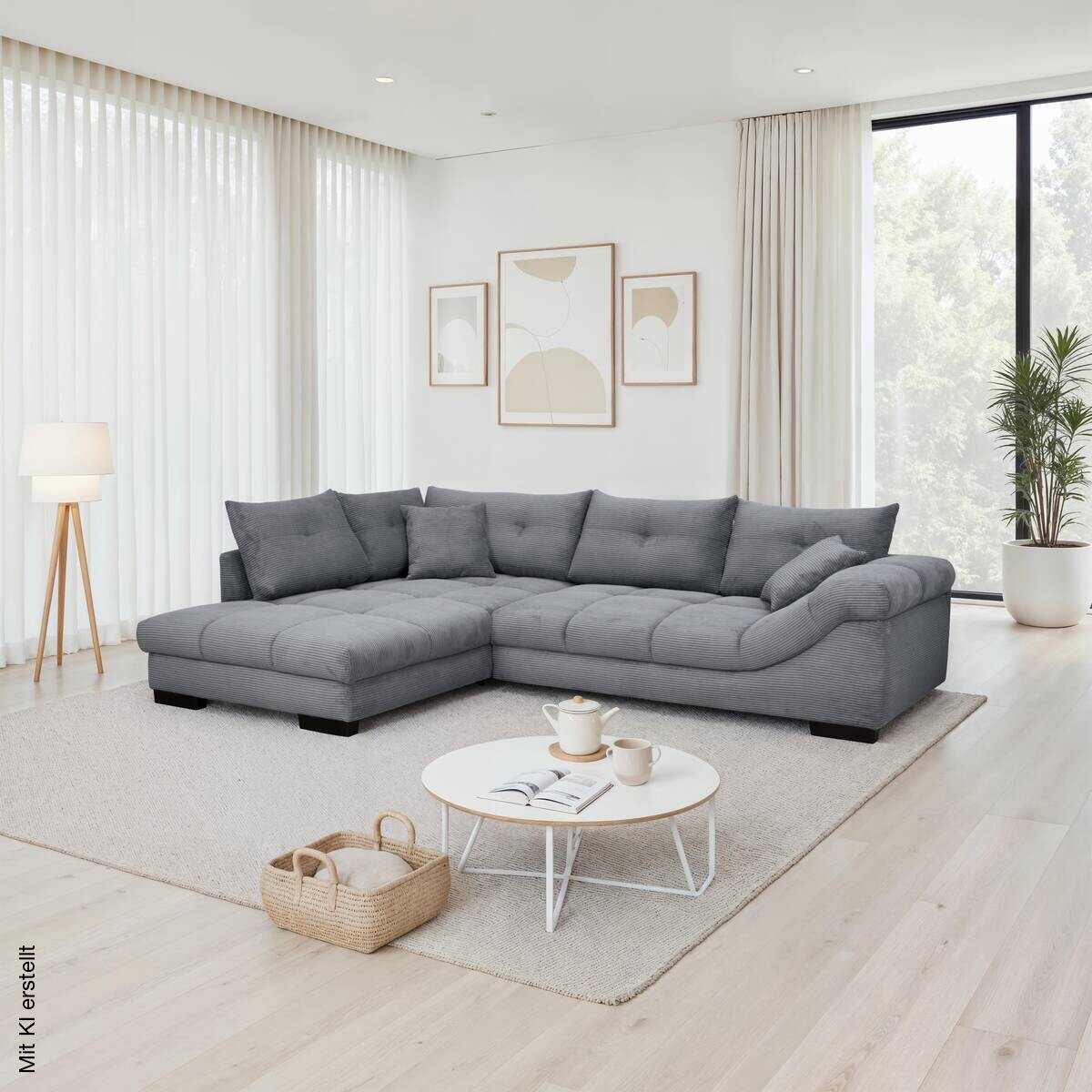 Ecksofa stone Microfaser B/H/T: ca. 318x92x227 cm