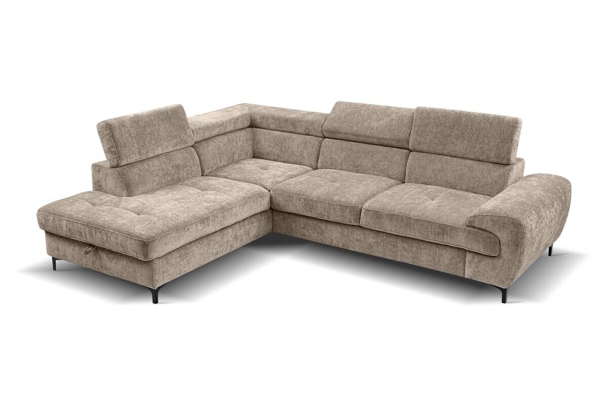 Ecksofa mit Bettfunktion und Bettkasten taupe Microfaser B/H/T: ca. 256x73x202 cm