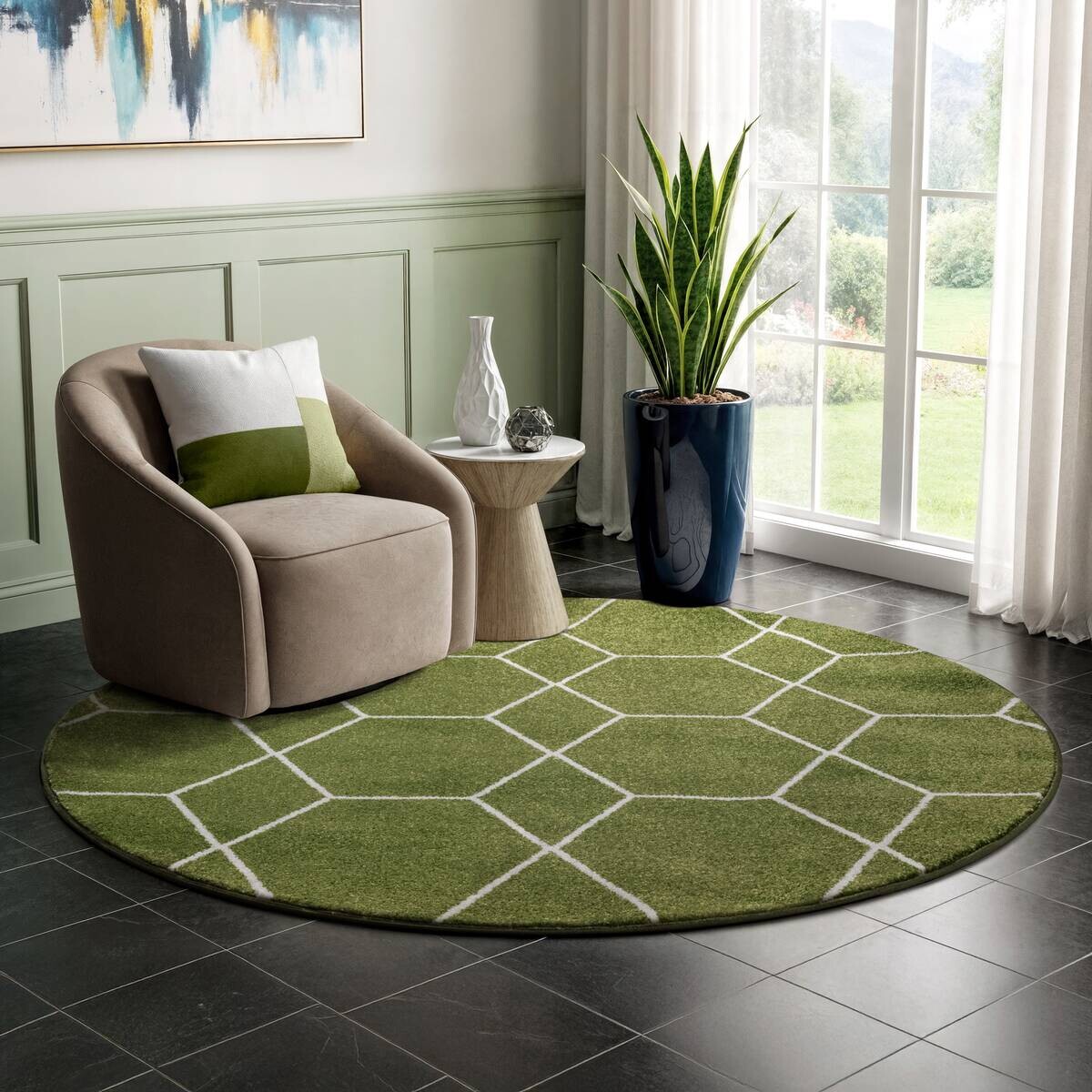 Sanat Teppich Trellis grün B/L: ca. 200x200 cm