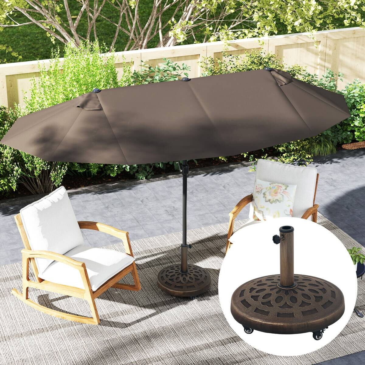 Outsunny Schirmständer bronze Metall B/H/L: ca. 48x42x48 cm