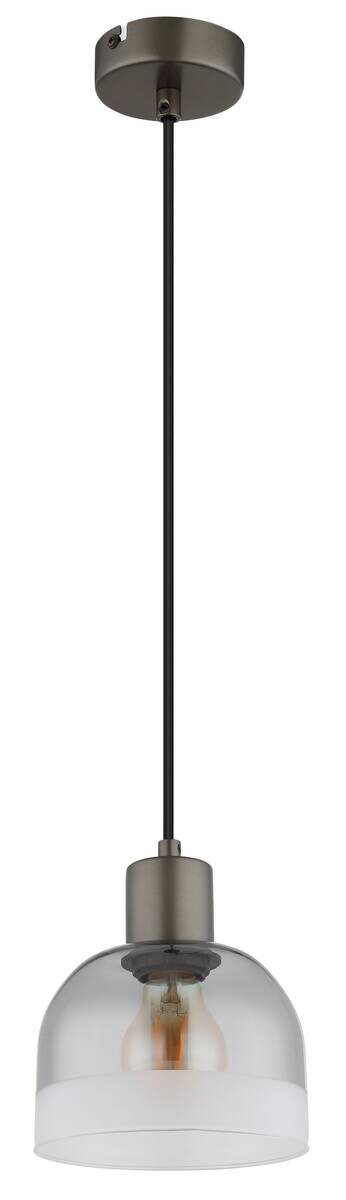 GLOBO Pendelleuchte Rauch schwarz Glas Metall H/D: ca. 120x15 cm E27 1 Brennstellen