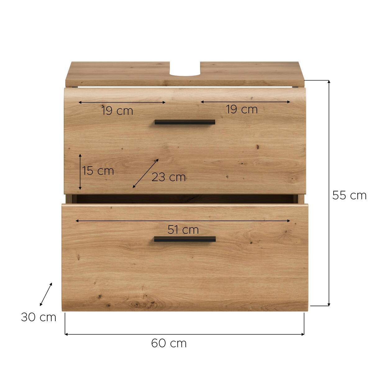 Waschbeckenunterschrank Ice Artisan Oak Nachbildung B/H/T: ca. 60x54x60 cm