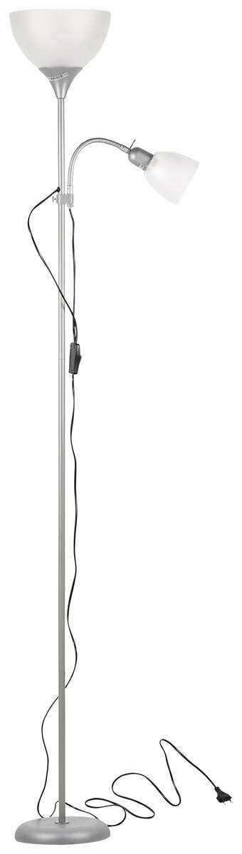 Sensation Stehlampe Biro Promo silber weiß Metall Kunststoff H: ca. 180 cm E27 2 Brennstellen