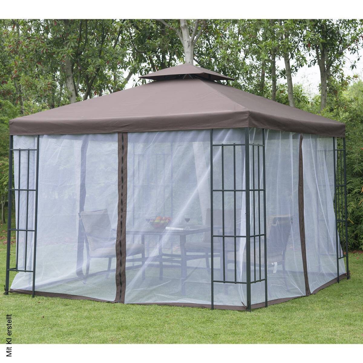Outsunny Gartenpavillon café braun Stahl B/H/L: ca. 300x270x300 cm