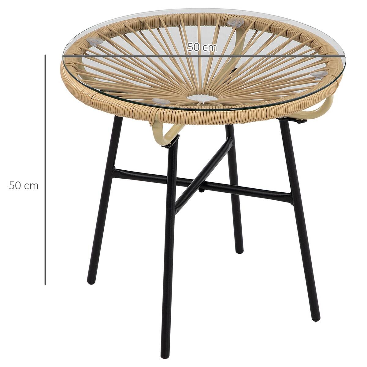 Outsunny Beistelltisch beige Eisen B/H/L: ca. 50x50x50 cm