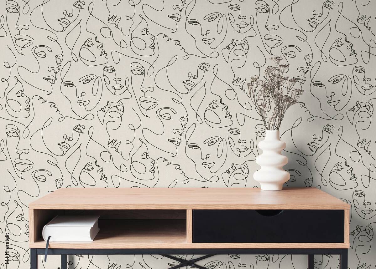 Vliestapete Abstrakt weiß schwarz B/L: ca. 53x1005 cm