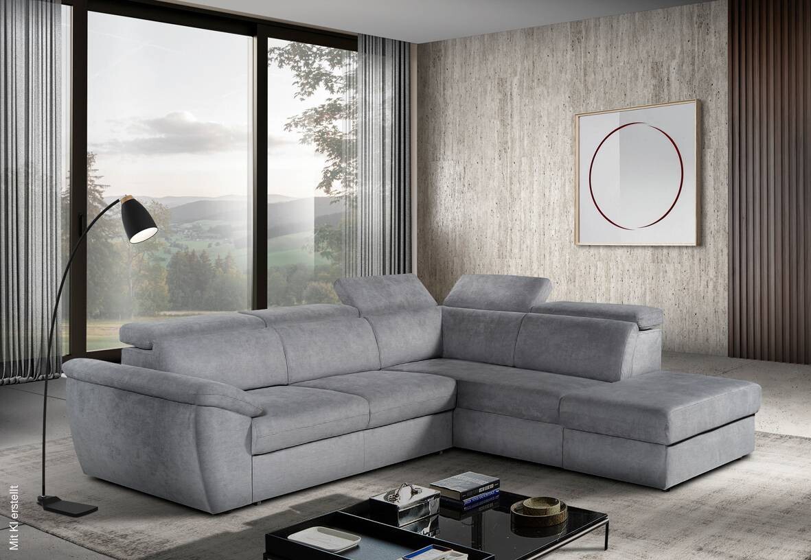 Ecksofa mit Bettfunktion und Bettkasten titanfarbig Flachgewebe B/H/T: ca. 280x108x235 cm | titanfarbig | 280,00/108,00/235,00 cm