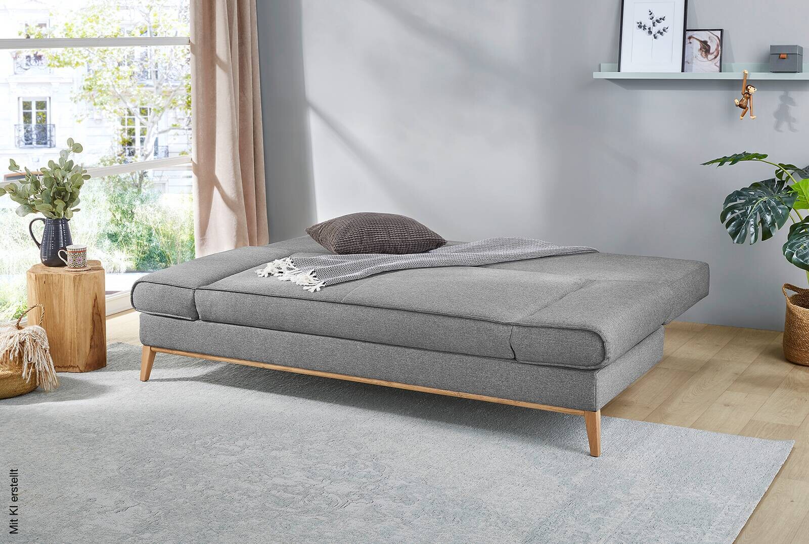 Schlafsofa grau Microfaser B/H/T: ca. 198x87x92 cm