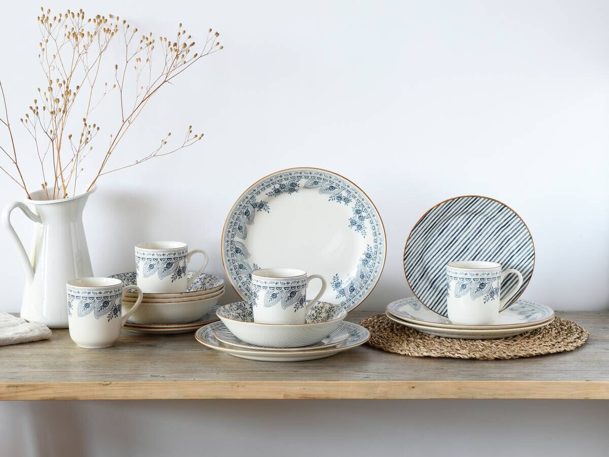 CreaTable Tafelservice Euböa blau Steingut 16 tlg.