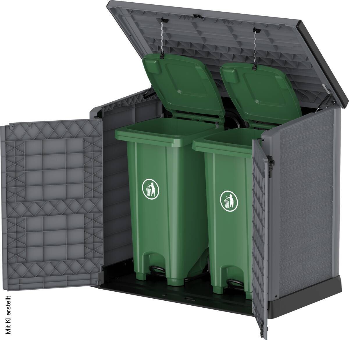 VCM Mülltonnenbox 2er StoreAway grau Kunststoff B/H/L: ca. 145x125x83 cm